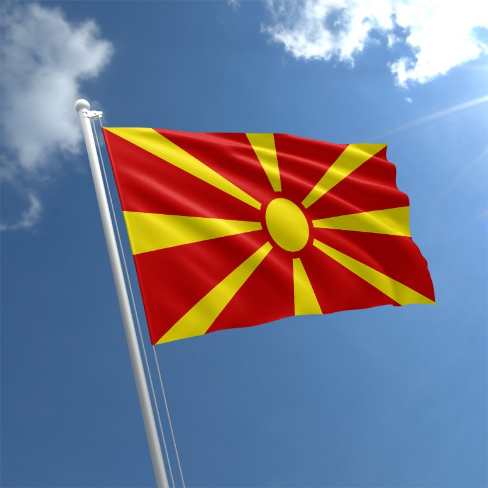 Macedonian Flag, National Flag, Republic of North Macedonia, Vivid, Polyester Flag,  90X150cm