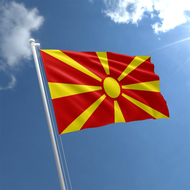 Macedonian Flag, National Flag, Republic of North Macedonia, Vivid, Polyester Flag,  90X150cm