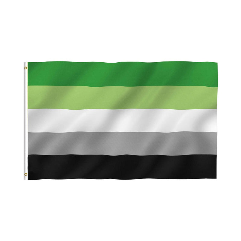 Aromantic Pride Flag, LGBTQIA Romantic Orientation, Durable and Fade Proof Dye, Aromanticism Gender Rainbow Banner 60X90cm