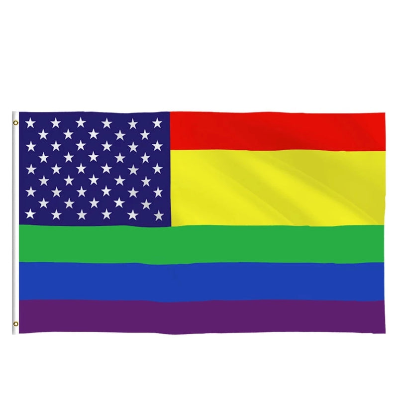 American Gay Pride Rainbow USA Flag, Vibrant Fade Proof Rainbow Colors, Pride LGBTQ+ Flags Online Polyester 60X90cm