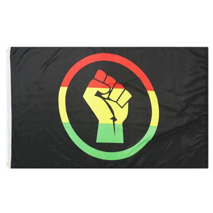 Black Lives Matter Fist Flag, Colorful Red Yellow Green Black, Clenched Black Fist Fade Proof Flag 90X150cm