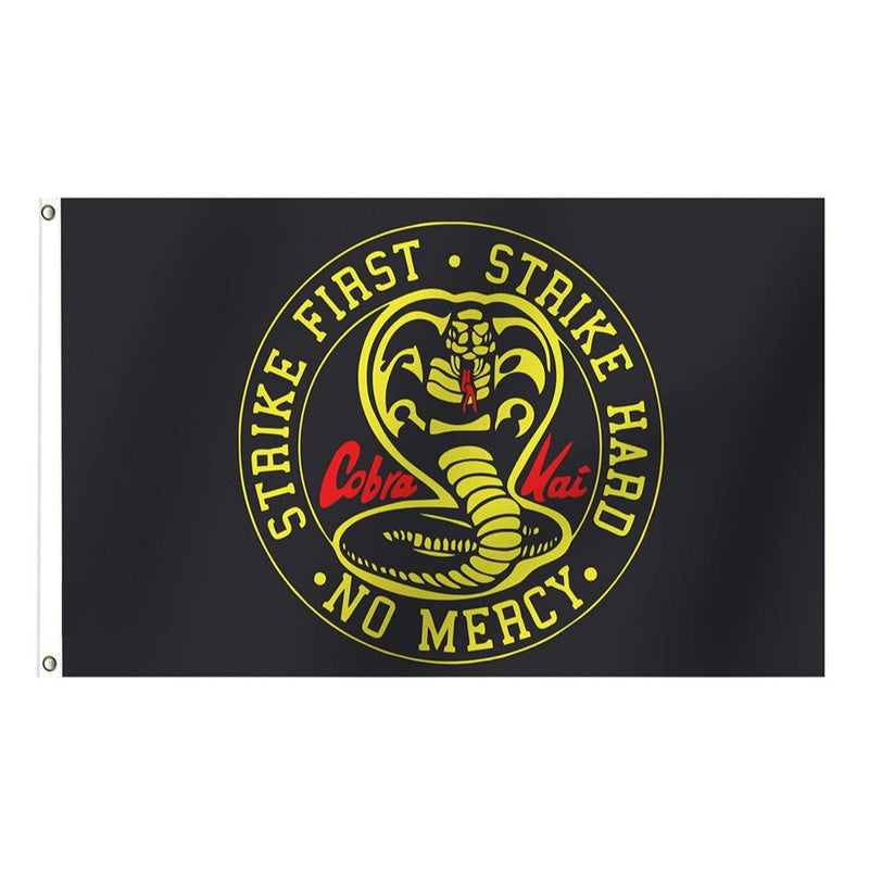 Cobra Kai Flag, Strike First Strike Hard No Mercy, Polyester Flag 90X150cm