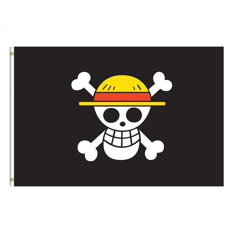 D. Luffy Skull Flag, Anime Flags,  Straw Hat Flags, Indoor Outdoor, Polyester 90X150cm