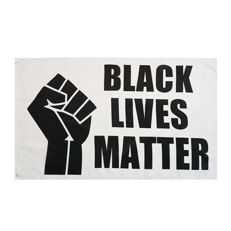 Black Lives Matter Flag, Clenched Fist Symbol, 100% Polyester Flag UV Resistant Indoor and Outdoor 90X150cm
