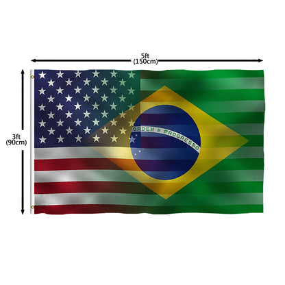 USA And Brazil Green Flag