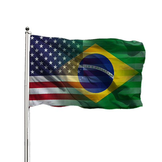 Brazil USA Car Window Mounted Flag