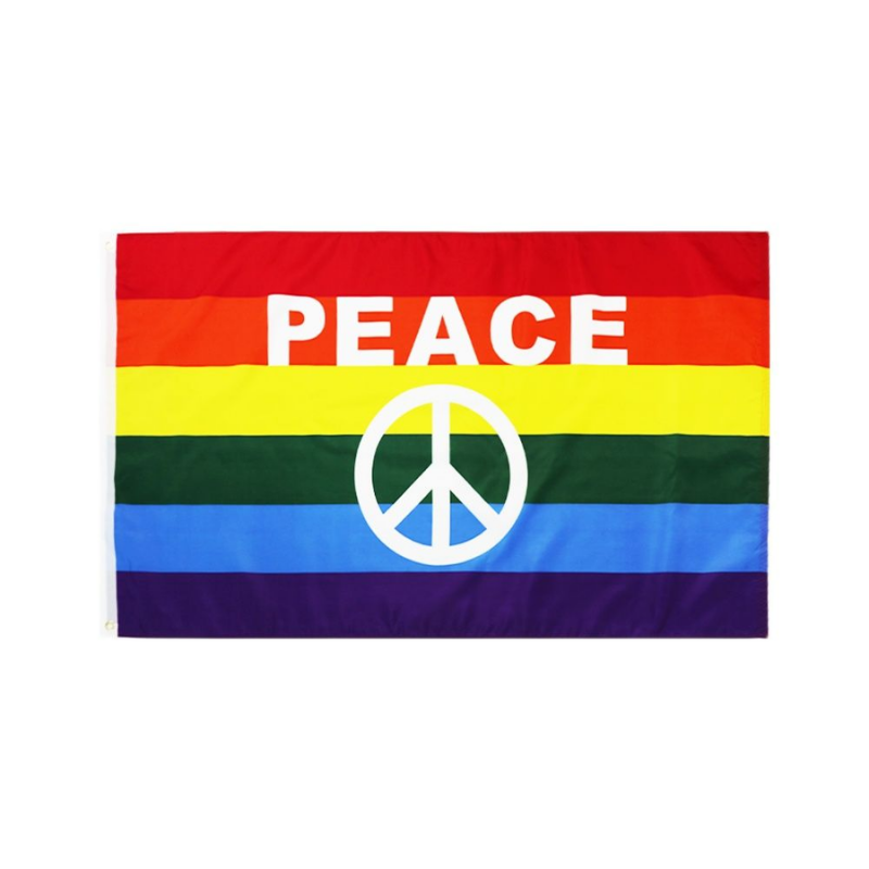 Rainbow Flag With Peace Sign Flag