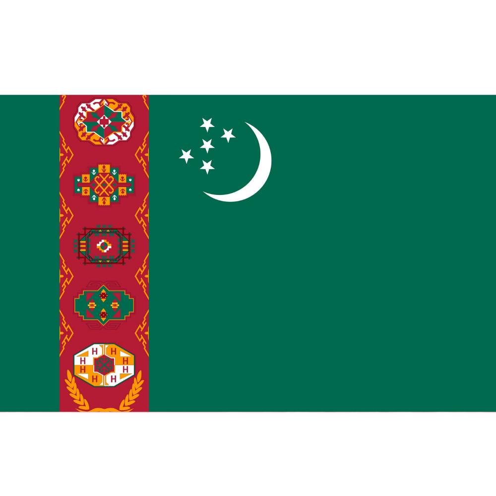 Turkmenistan Flag, Islamic Green Flag, Globe with Flags Polyester Durable Strong, 90X150cm