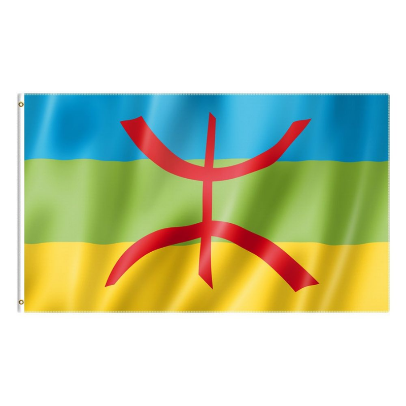 Berber North Africa Flag, Indoor Outdoor Vibrant Flag, Regional National Kabylia Flags, Polyester 90X150cm