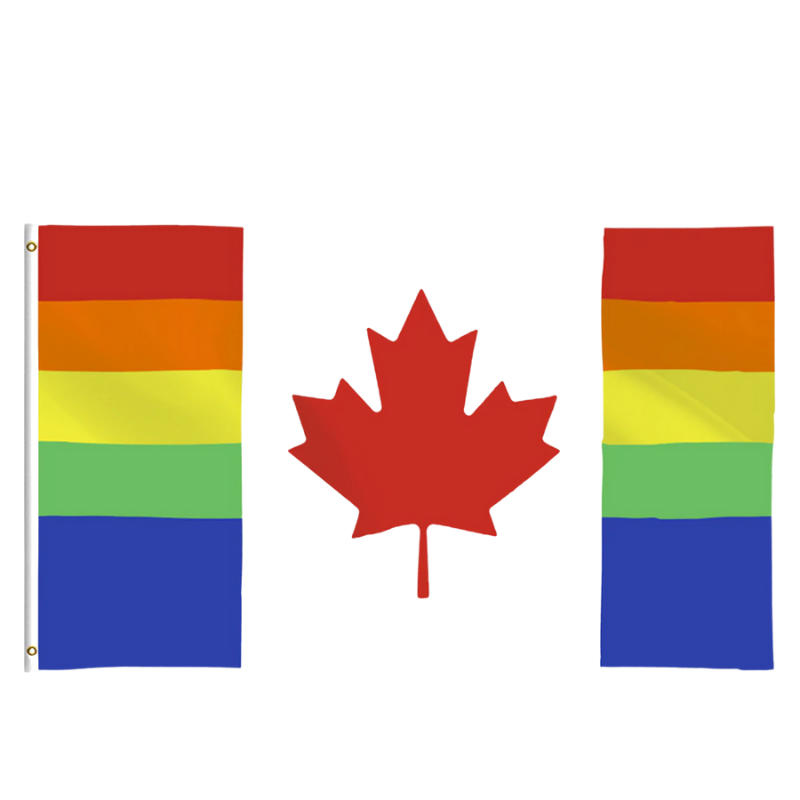 Canada Pride Flag, Rainbow LGBT Pride Flag, Polyester Gay Lesbian Flags 60X90cm