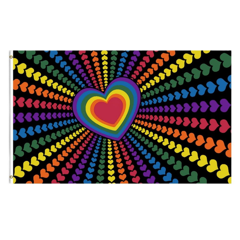 Rainbow Love Hearts Flag