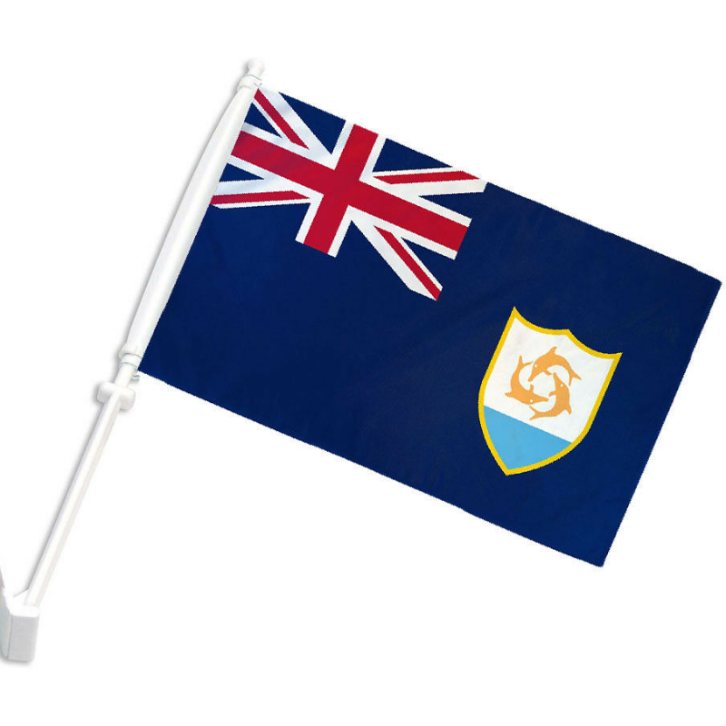 Anguilla Car Window Mounted Flag, Country Flag, Globe Flags, 100% Polyester, 2 x Anguilla Car Window Mounted Flag, 30x45cm