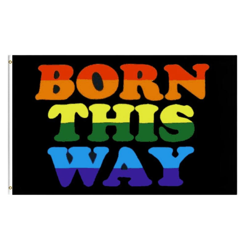 Born This Way Flag, Pride Parade Rainbow Indoor Outdoor Durable Polyester Flag 60X90cm