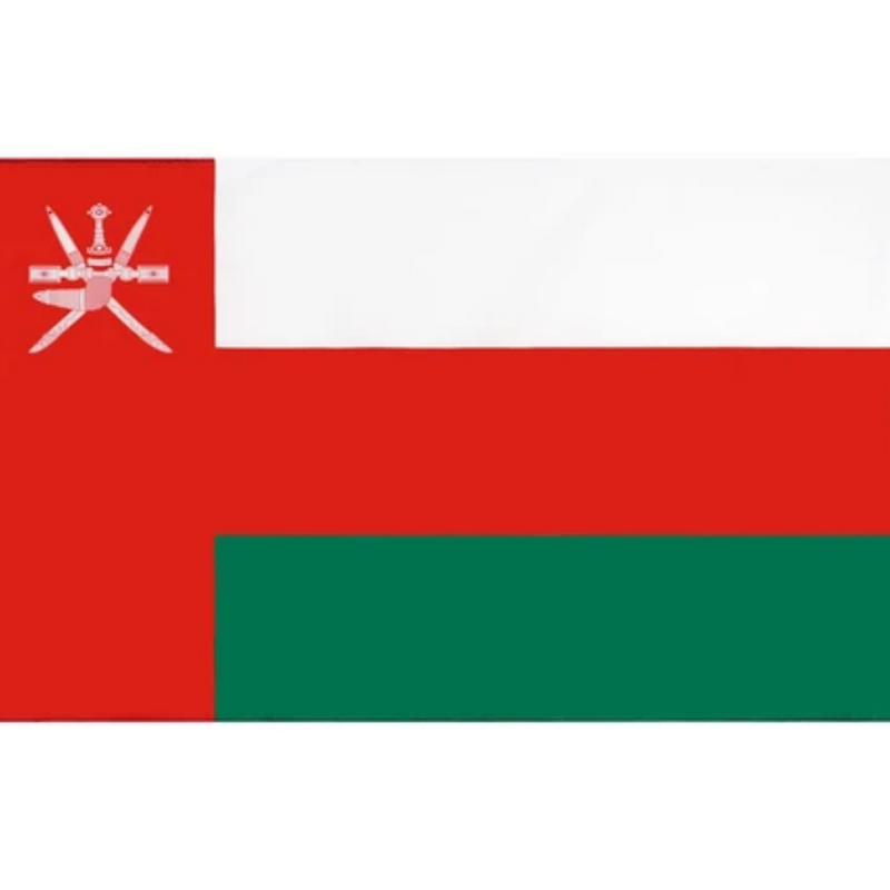 Omani Flag, White Green and Red, National and Country Flags Indoor/Outdoor Polyester 90X150cm