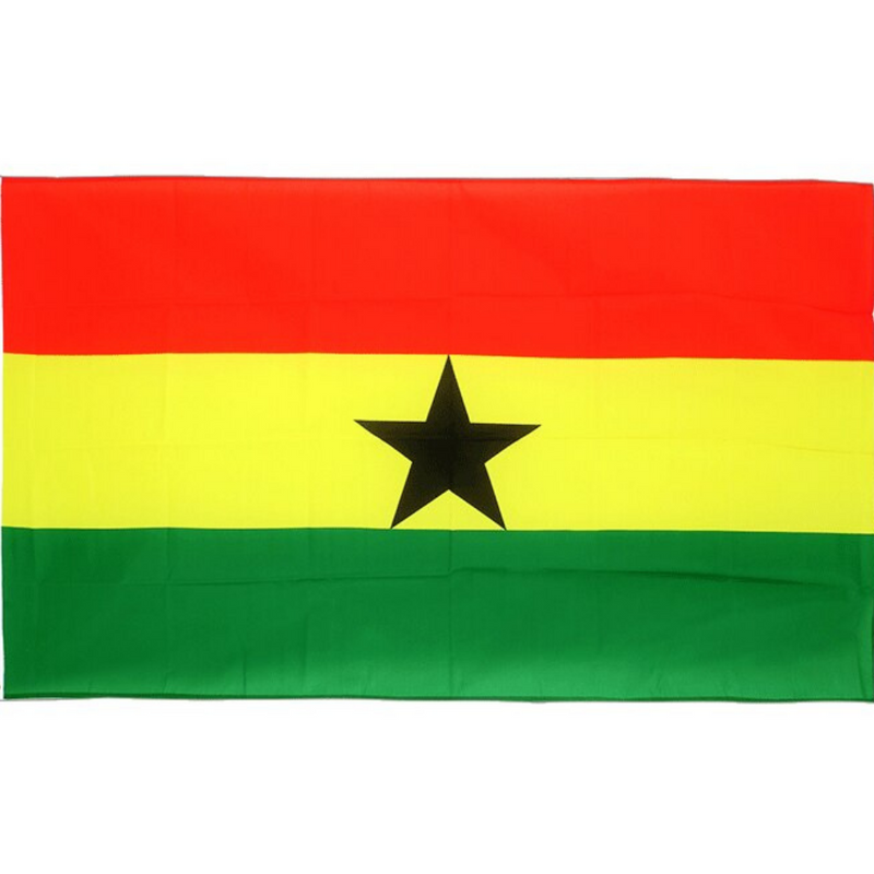 Ghanaian Flag, Globe With Flags Republic of Ghana, Vivid Stain And UV Resist, Polyester 90X150cm