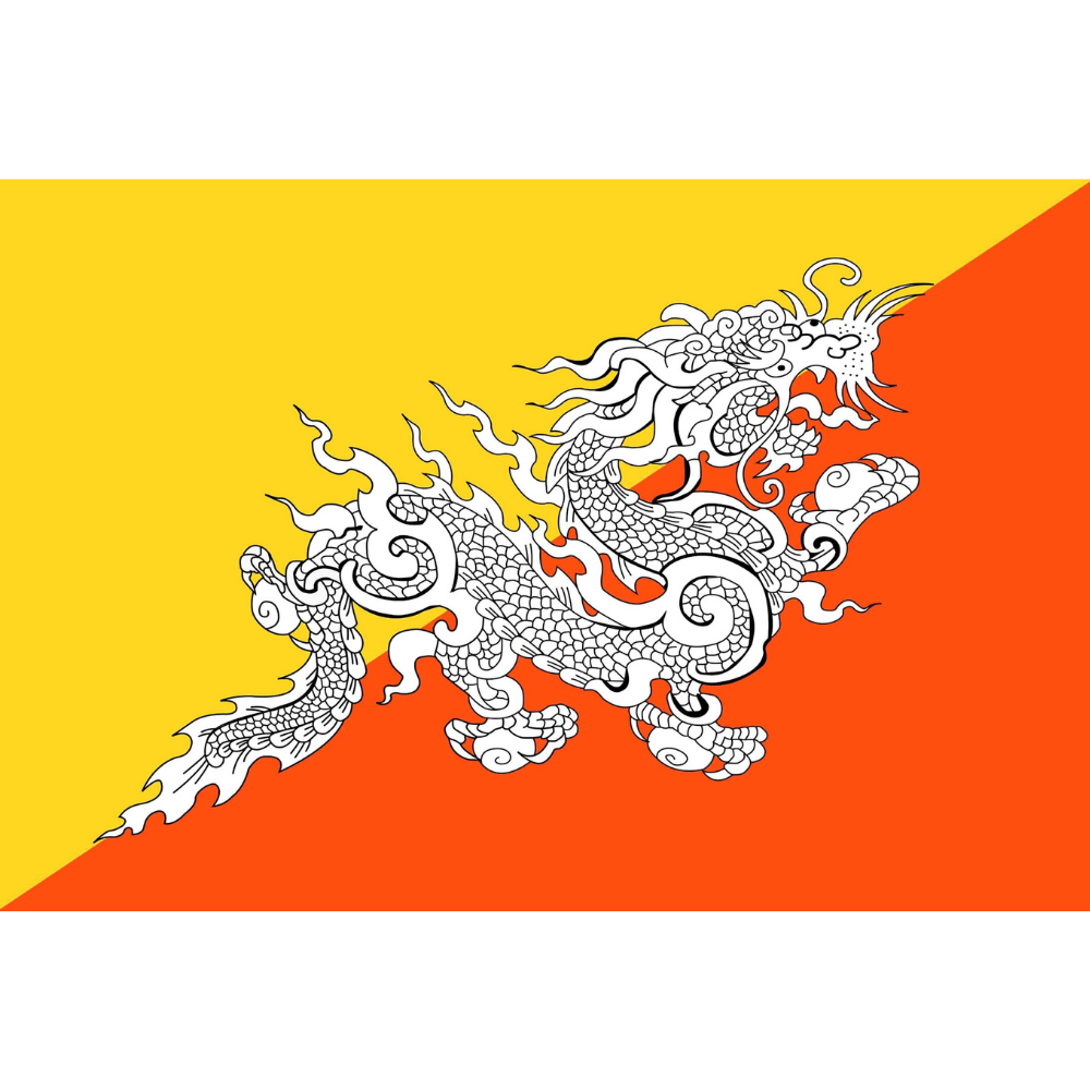 Bhutan Flag, Country and National Flags, Yellow White Orange, Fade Proof Dye, Bhutanese Druk Dragon Flag 90X150cm