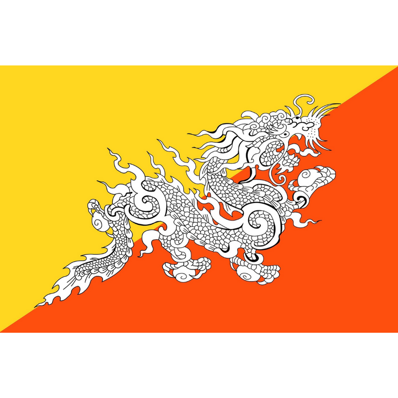Bhutan Flag, Country and National Flags, Yellow White Orange, Fade Proof Dye, Bhutanese Druk Dragon Flag 90X150cm