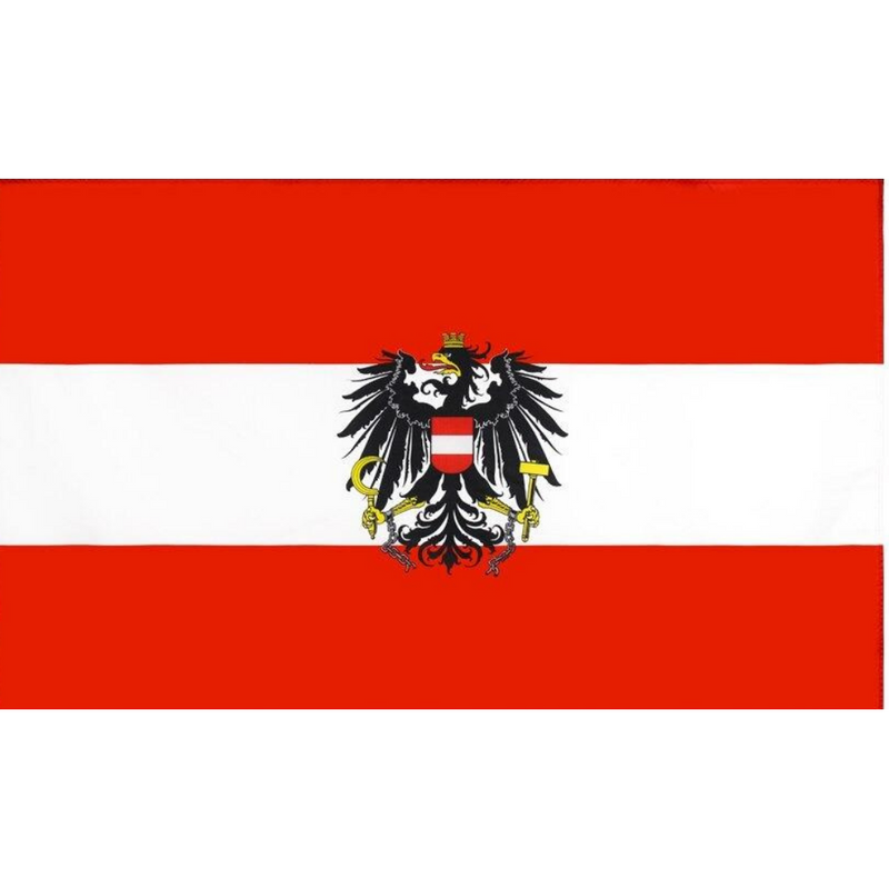 Austrian Flag, Indoor and Outdoor Use, Double Stitched Durable Material, Austrian Coat of arms National Flags 90X150 cm
