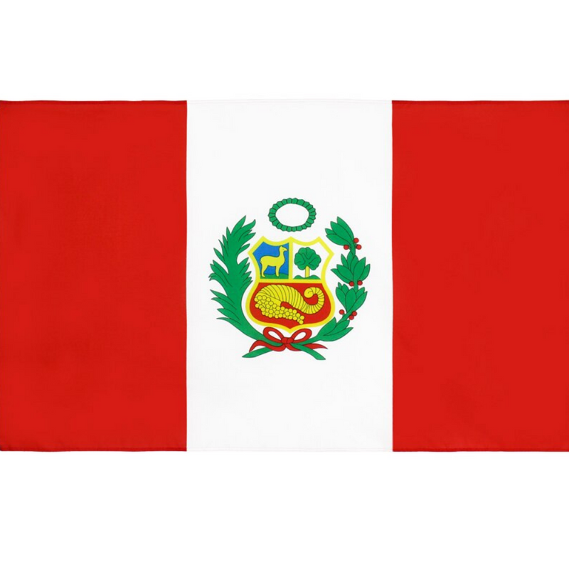 Peruvian Flag, Country Flags of Peru, Durable Double Stitched Polyester Material 90X150cm