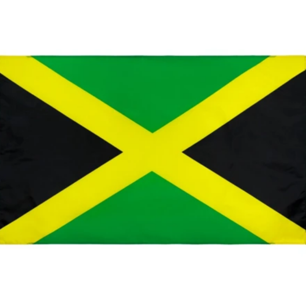 Jamaican Flag, Vivid Globe with Flags, Indoor Outdoor, Fade Proof, Polyester 90X150cm