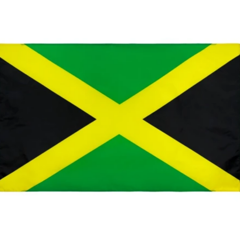 Jamaican Flag, Vivid Globe with Flags, Indoor Outdoor, Fade Proof, Polyester 90X150cm