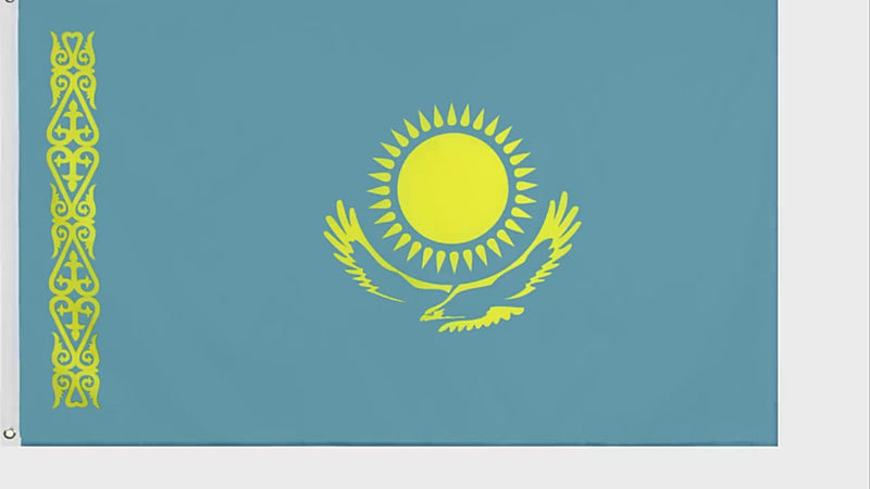 Kazakhstan Flag, Countries and Flags, Vivid Fade Proof Sky Blue Golden –  Globe Flags