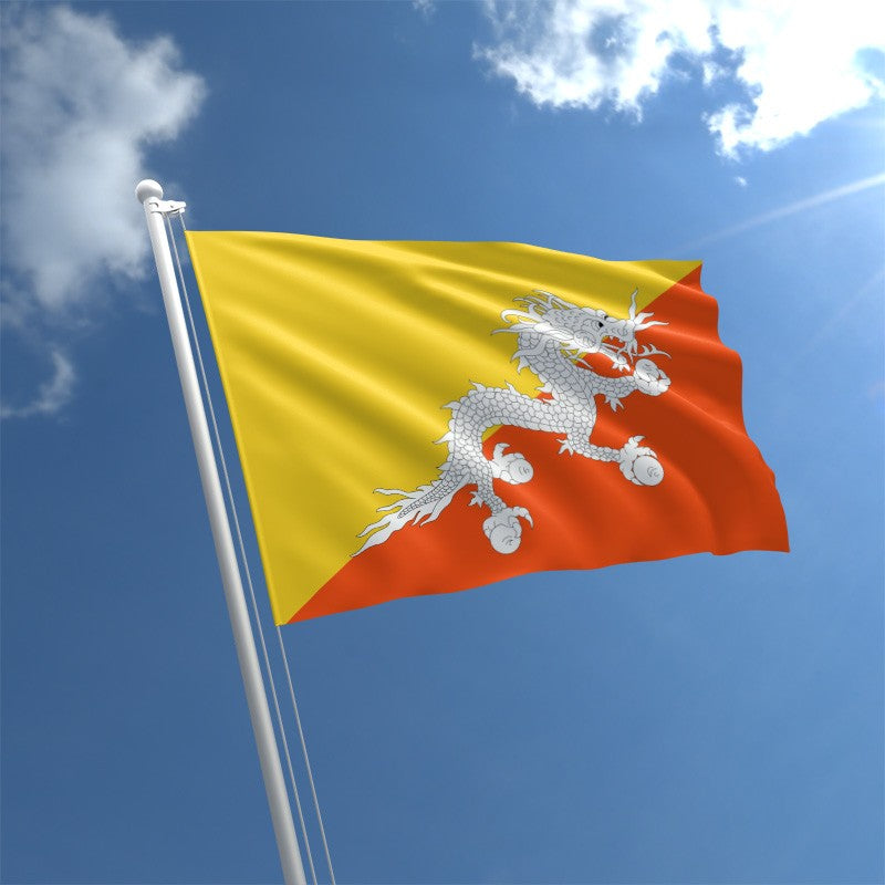 Bhutan Flag, Country and National Flags, Yellow White Orange, Fade Proof Dye, Bhutanese Druk Dragon Flag 90X150cm