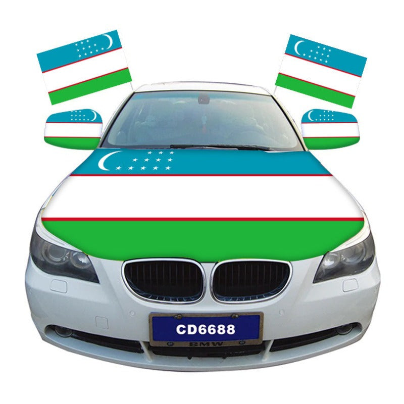 Uzbekistan Car Hood Cover Flag